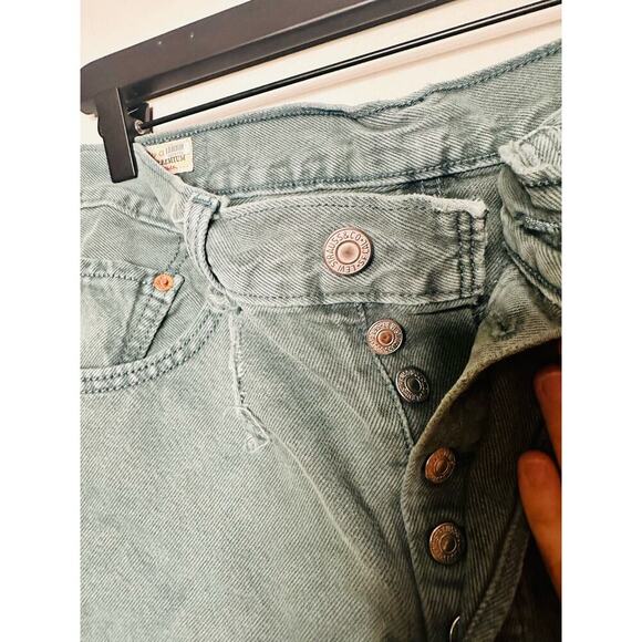 Levi's Premium 501 Original Green Misty Silver Pine Cropped Jeans Size W31 L26 - Picture 13 of 16